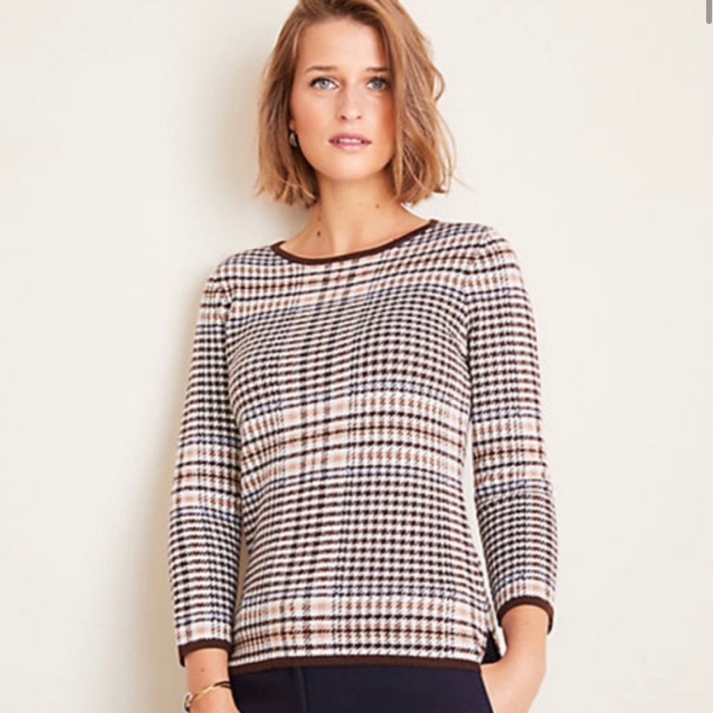 Ann Taylor Plaid Quarter Sleeve